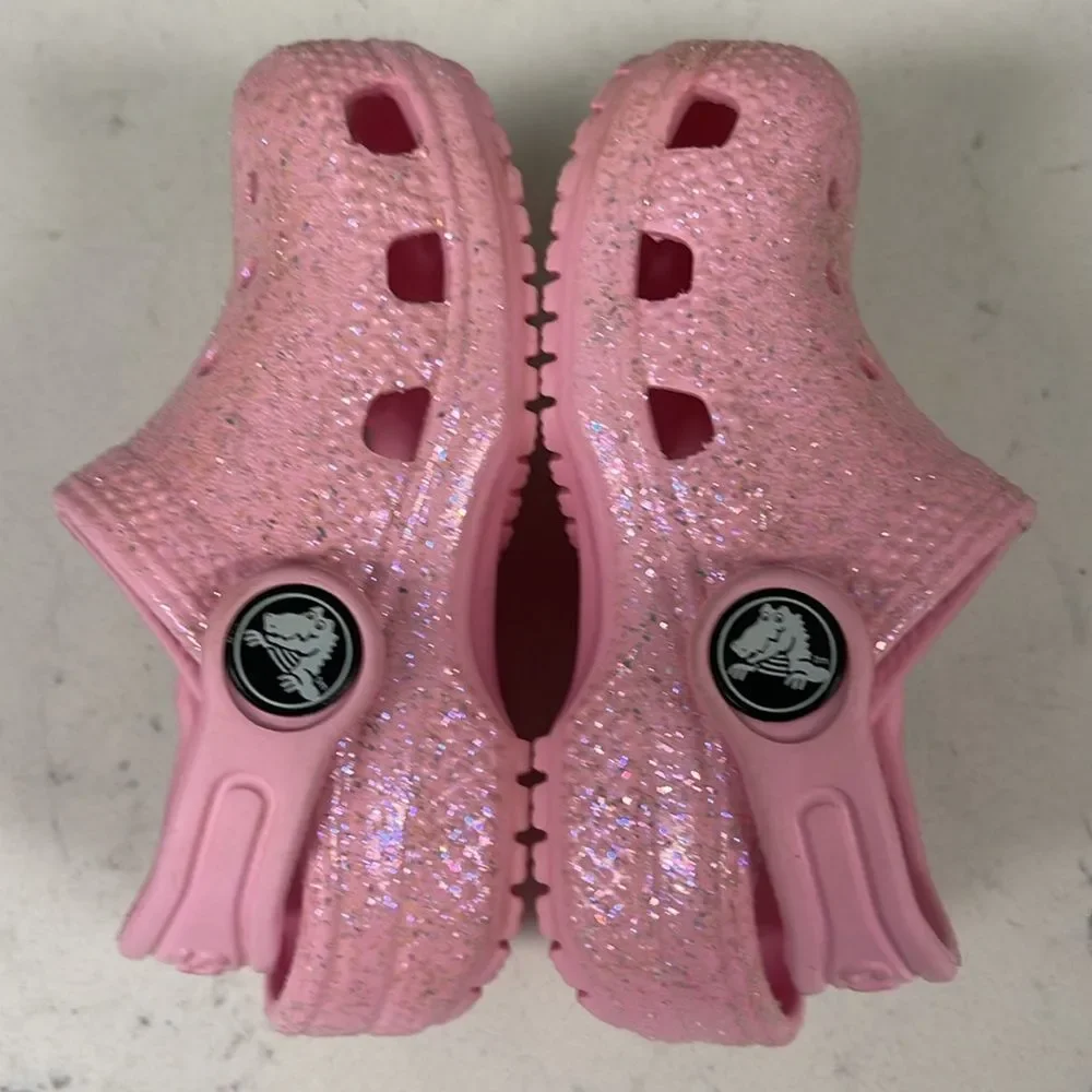 Crocs Littles Kids Pink Glitter Clogs - Pink Size 4 Unlined Glitter